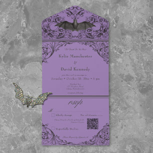 Viktorianische Fledermaus bis zum Tod Schwarz & Vi All In One Einladung