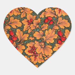 Viktorianische Flora und Fauna Art Herz-Aufkleber
