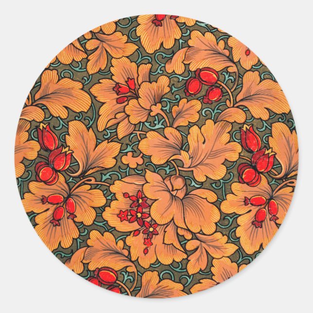 Viktorianische Flora und Fauna Art Runder Aufkleber (Vorderseite)