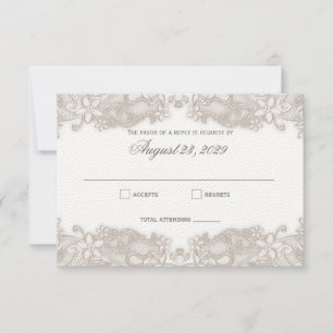 Viktorianische Floral-Lack-White-Response-Karte RSVP Karte