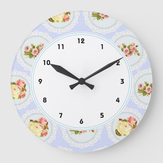 Viktorianische floralblaue Wanduhr (Vorderseite)