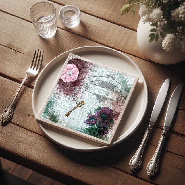 Viktorianische florale Ephemera Dekoupage Serviette (Von Creator hochgeladen)