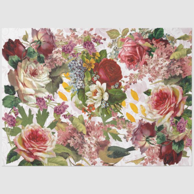 Viktorianische florale Ephemera Rose Seidenpapier (Vorderseite)