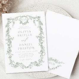 Viktorianische französische Sage Green Wedding Mon Einladung