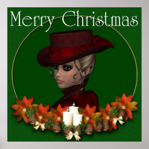 Viktorianische Frau 1 - Frohe Weihnachten Druck Poster