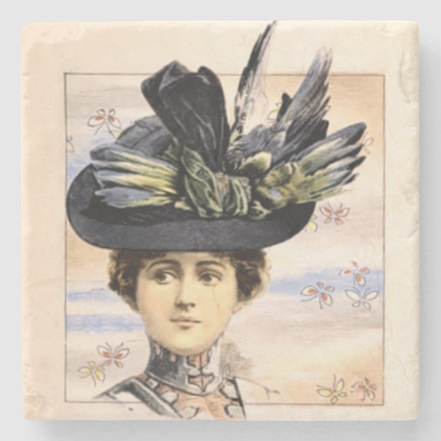 Viktorianische Frau auf japanischem Papier Steinuntersetzer (Vorderseite)
