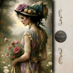 Viktorianische Frau Blumenbouquet Gartendekor-Deco Seidenpapier