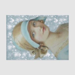 Viktorianische Frau in Light Blue Hat & Dress Seidenpapier