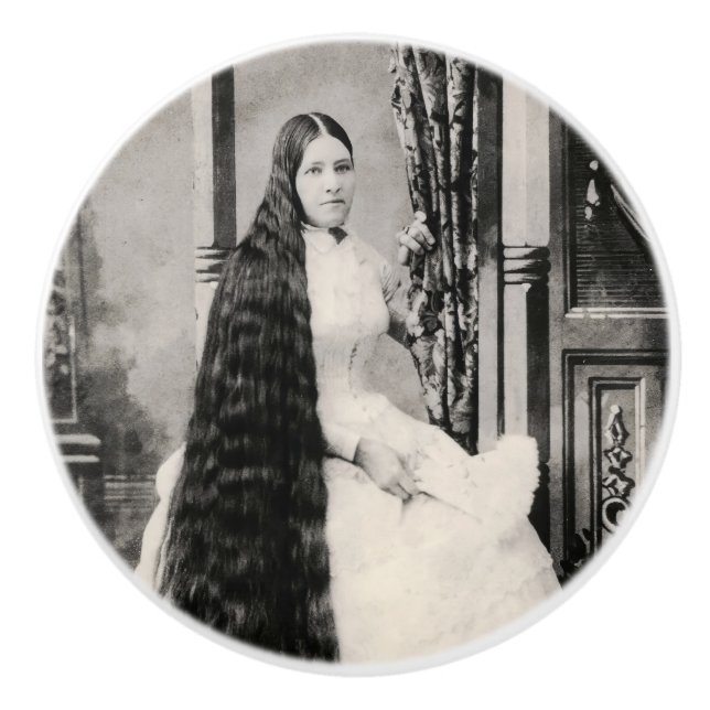 Viktorianische Frau mit langer Haare Keramikknauf (Vorderseite)