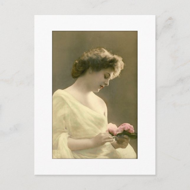 Viktorianische Frau retrospektiv romantisch Postkarte (Vorderseite)