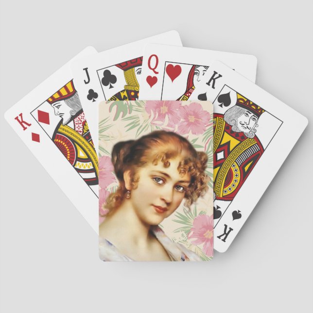 Viktorianische Frau spielt Karten Spielkarten (Rückseite)