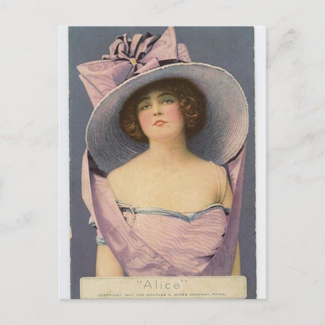 Viktorianische Frauen in lila Kleiderpostkarte Postkarte (Vorderseite)