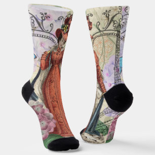 Viktorianische Frauen in rot-farbiger Mode Socken
