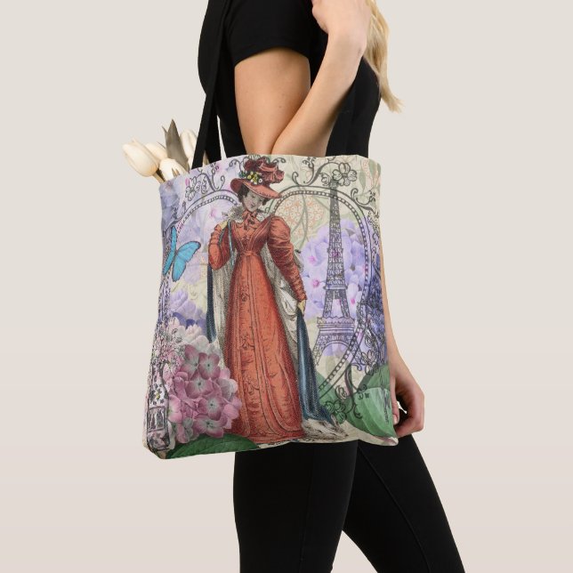 Viktorianische Frauen in rot-farbiger Mode Tasche (Von Nahem)