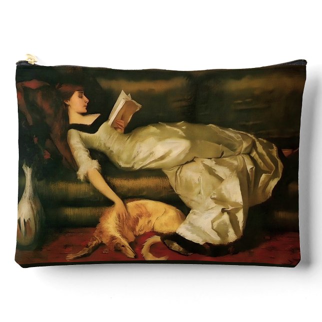 Viktorianische Frauen lesen mit Hund, Buchliebhabe Zubehörtasche (Von Creator hochgeladen)
