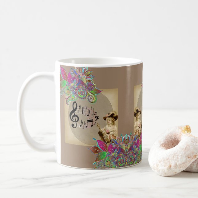Viktorianische Frauen Musiknoten Tasse (Mit Donut)