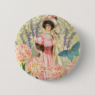 Viktorianische Frauenregal in Rosa Button