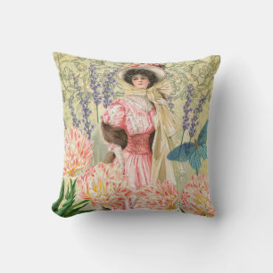 Viktorianische Frauenregal in Rosa Kissen
