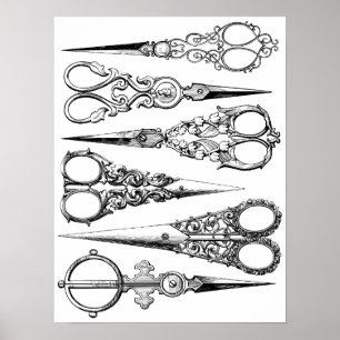 Viktorianische Friseurschere Poster