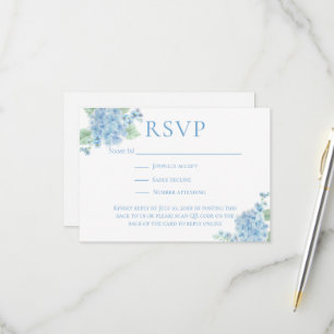 Viktorianische Gartenblaue Hortensien-Hochzeitsweb RSVP Karte