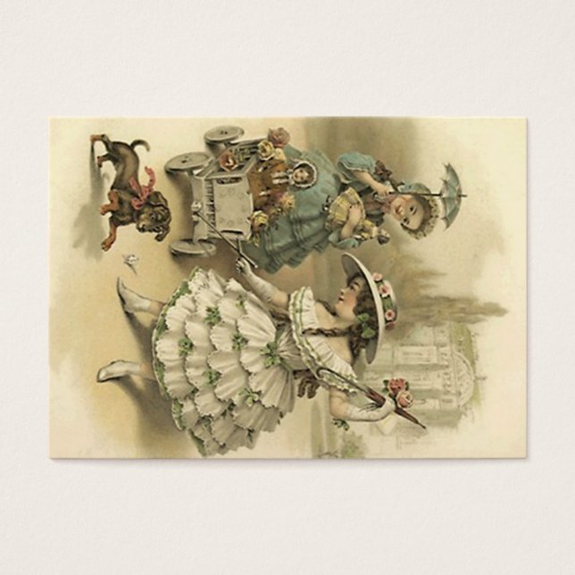 Viktorianische Geschenketags ~ Reisende Besucher (Vorderseite)