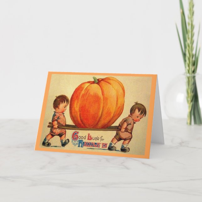 Viktorianische Giant Pumpkin Halloween-Grußkarte Karte (Vorderseite)