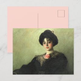 Viktorianische Gibson-Frau mit Rose-Schwarz-Kleid Postkarte