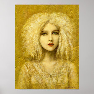 Viktorianische Gothic Girl in Weiß auf Golddruck Poster