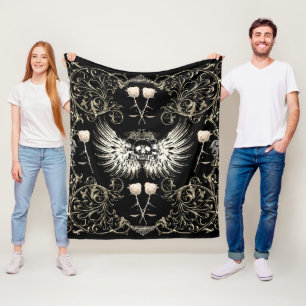 Viktorianische Gothic-Romantik-Totenkopf-Flügel un Fleecedecke