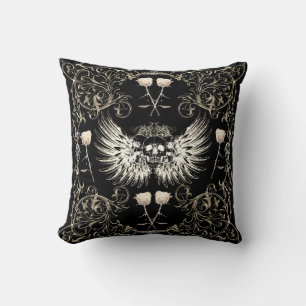 Viktorianische Gothic-Romantik-Totenkopf-Flügel un Kissen