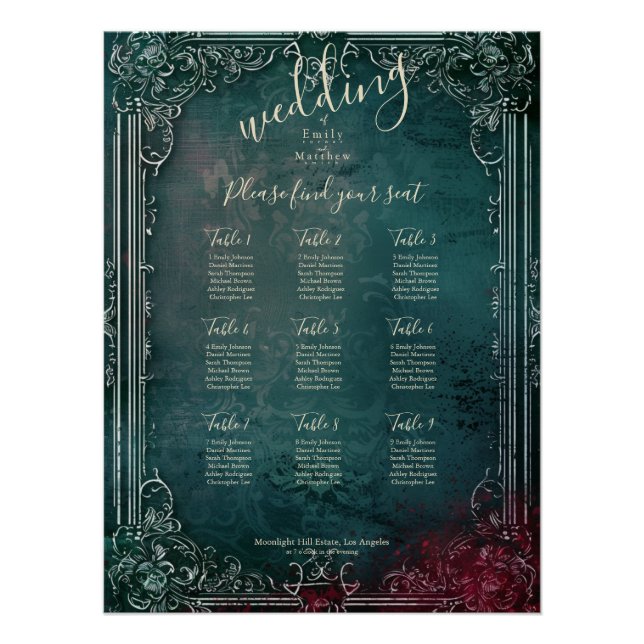 Viktorianische gotische Elegance Hochzeitskarte Poster (Vorderseite)