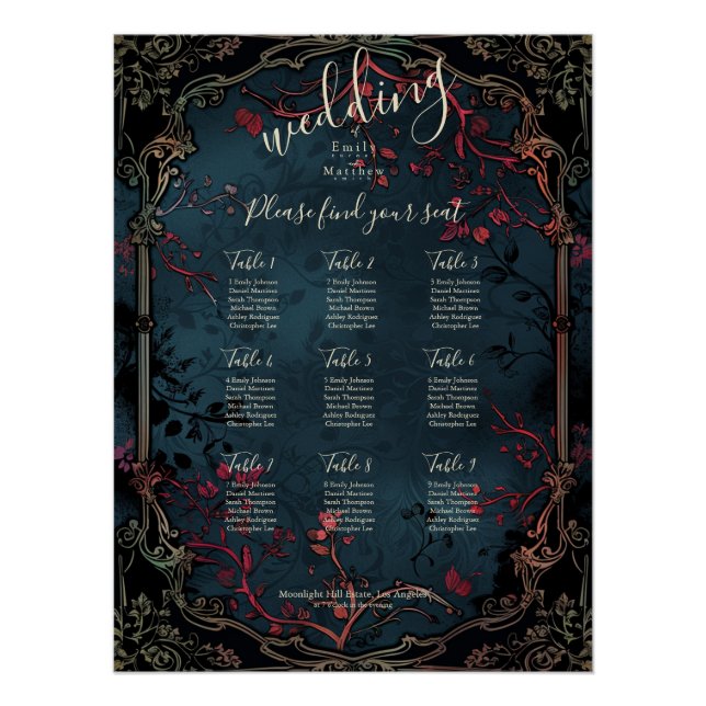 Viktorianische gotische Elegance Hochzeitskarte Poster (Vorderseite)