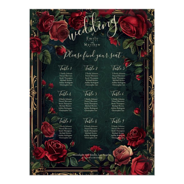 Viktorianische gotische Elegance Hochzeitskarte Poster (Vorderseite)