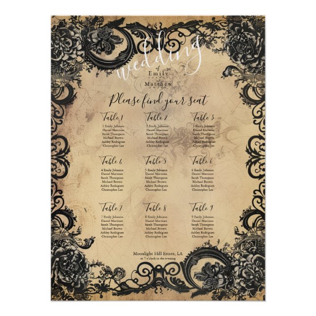Viktorianische gotische Elegance Hochzeitskarte Poster (Vorderseite)