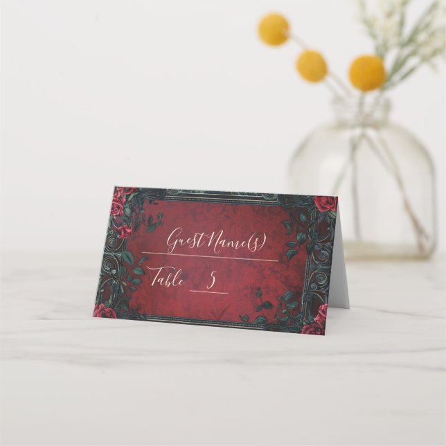 Viktorianische Gotische Hochzeit Platzkarte (Vorderseite)