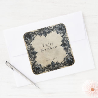 Viktorianische Gotische Hochzeit Quadratischer Aufkleber