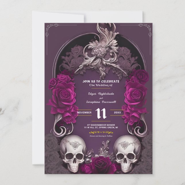 Viktorianische gotische Hochzeitseinladungen Hallo Einladung (Vorderseite)