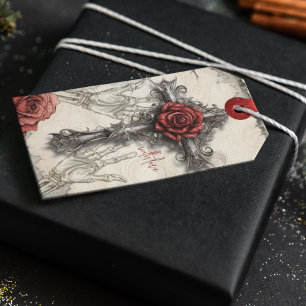 Viktorianische gotische Rose und Kreuz Geschenkanhänger