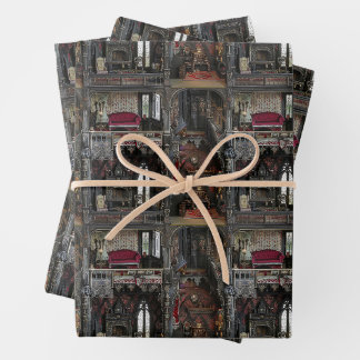 Viktorianische Gotische Spuk Dollshouse mit Dollar Geschenkpapier Set