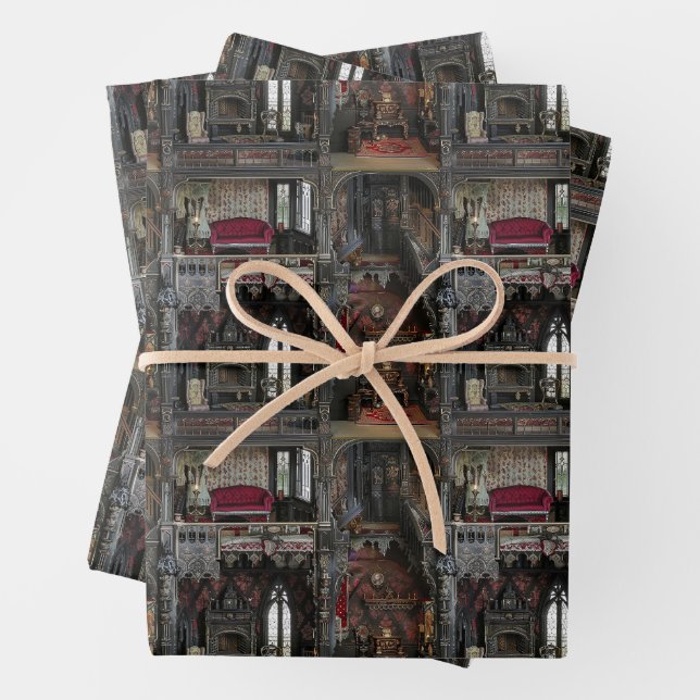 Viktorianische Gotische Spuk Dollshouse mit Dollar Geschenkpapier Set (Beispiel)