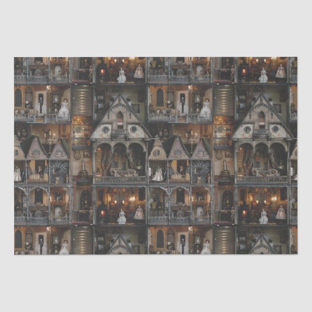 Viktorianische Gotische Spuk Dollshouse mit Dollar Seidenpapier (Vorderseite)