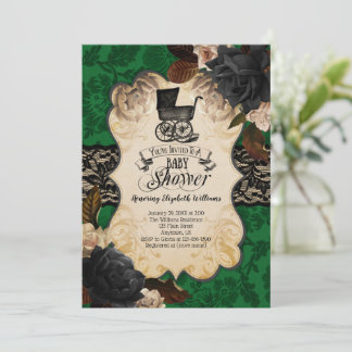 Viktorianische Green Baby Dusche Einladung
