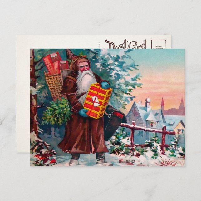Viktorianische Grumpy Santa Postcard Postkarte (Vorne/Hinten)
