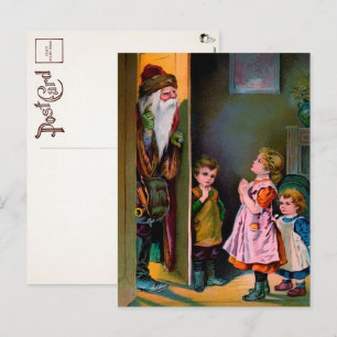 Viktorianische gruselige Weihnachtsmann-Besuchskar Postkarte