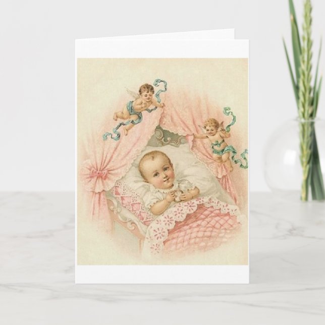 Viktorianische Grußkarte für Baby und Engel Karte (Vorderseite)