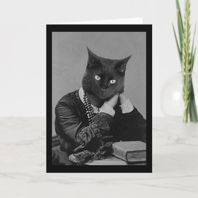 Viktorianische Grußkarte für Schwarze Katze Karte (Vorderseite)