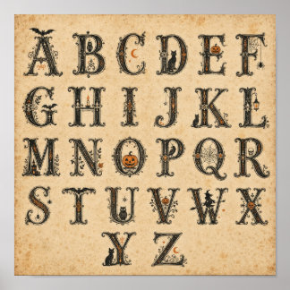 Viktorianische Halloween-Alphabet-Buchstaben Poster