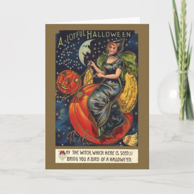 Viktorianische Halloween-Hexe-Gruß-Karte Karte (Vorderseite)