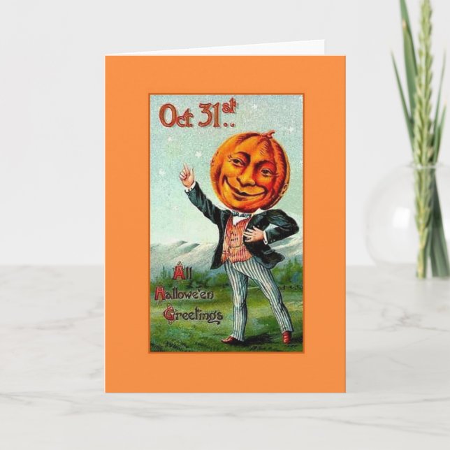 Viktorianische Halloween Pumpkin Head Grußkarte Karte (Vorderseite)