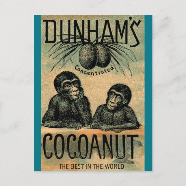 Viktorianische Handelskarte: Dunham's Cocoanut Postkarte (Vorderseite)